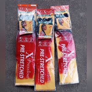2/$10 NWT X-Pression 58" Pre-Stretched Braid Black To Red Fade, Set Of 3